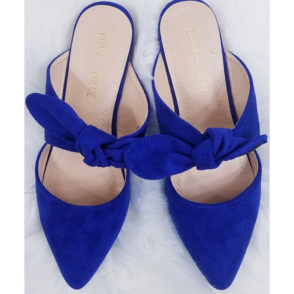❣SOLD❣💥 CHASE + CHLOE Blue Suede Mules - Picture 4 of 8